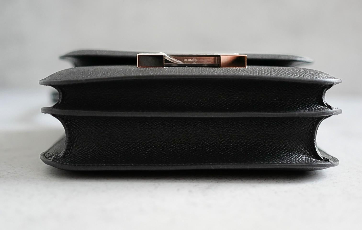 BNIB Hermès Constance III Mini 18 Miroir Black Epsom Leather with PHW For Sale 2