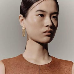 BNIB Hermes Fine Jewelry Calypso Dangling Earrings Diamond Yellow Gold