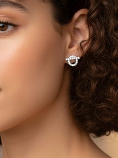 BNIB Hermes Finesse Pendientes Oro Blanco Con Diamantes
