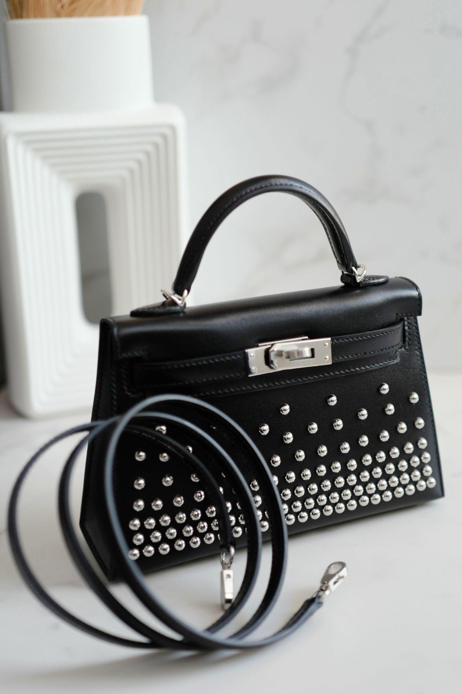BNIB Hermès Kelly 20 Clouté beschlagen mit Palladium Hardware im Angebot 9