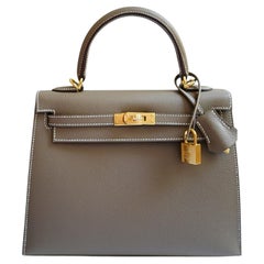 BNIB Hermes Kelly 25 Etoupe Epsom Sellier with Gold Hardware 2025