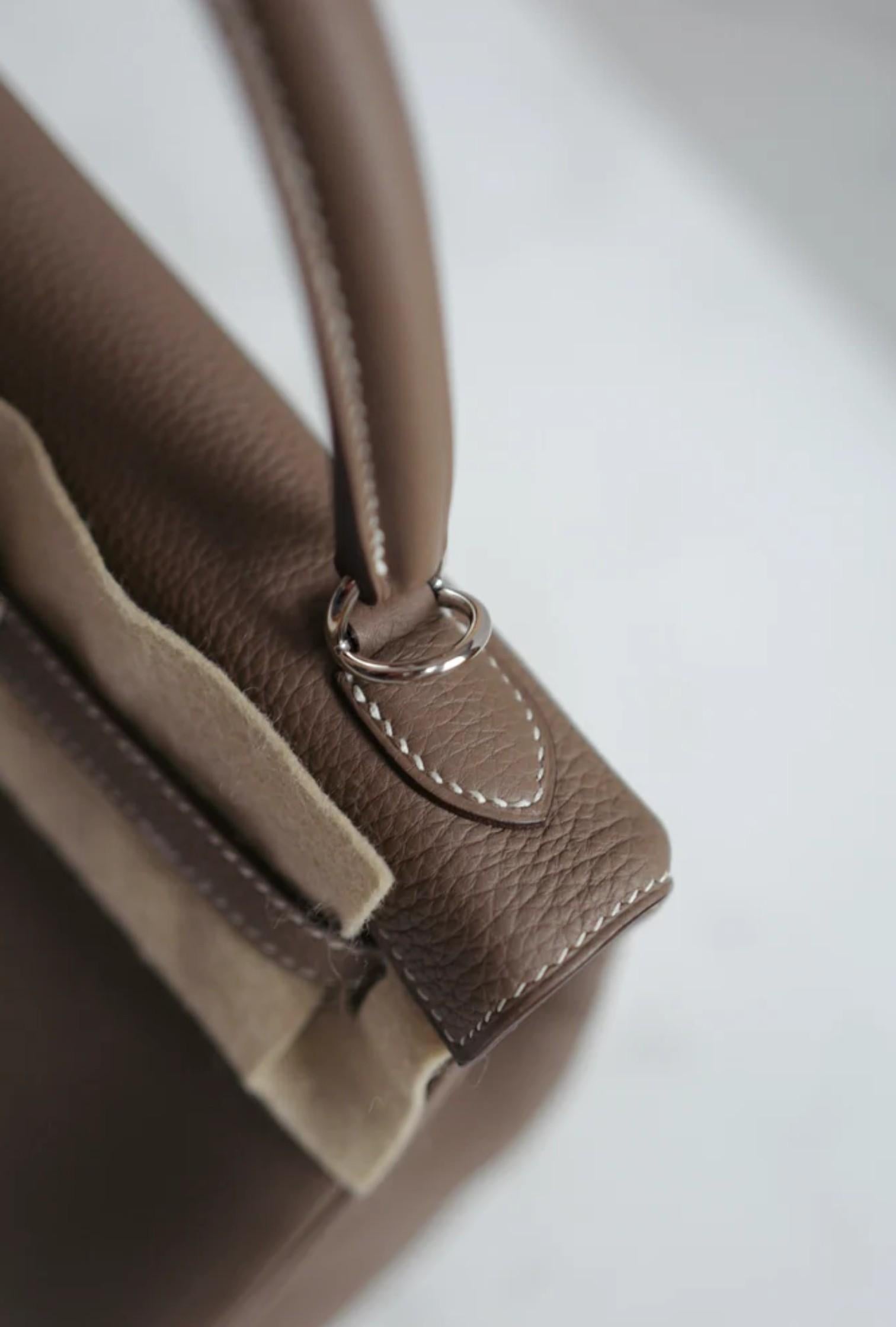 BNIB Hermes Kelly 25 Etoupe Togo Retourne Palladium HW Y 2020 NUOVO in vendita 8