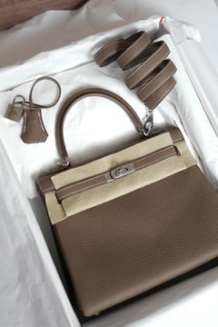 BNIB Hermes Kelly 25 Etoupe Togo Retourne Palladium HW Y 2020 NEW