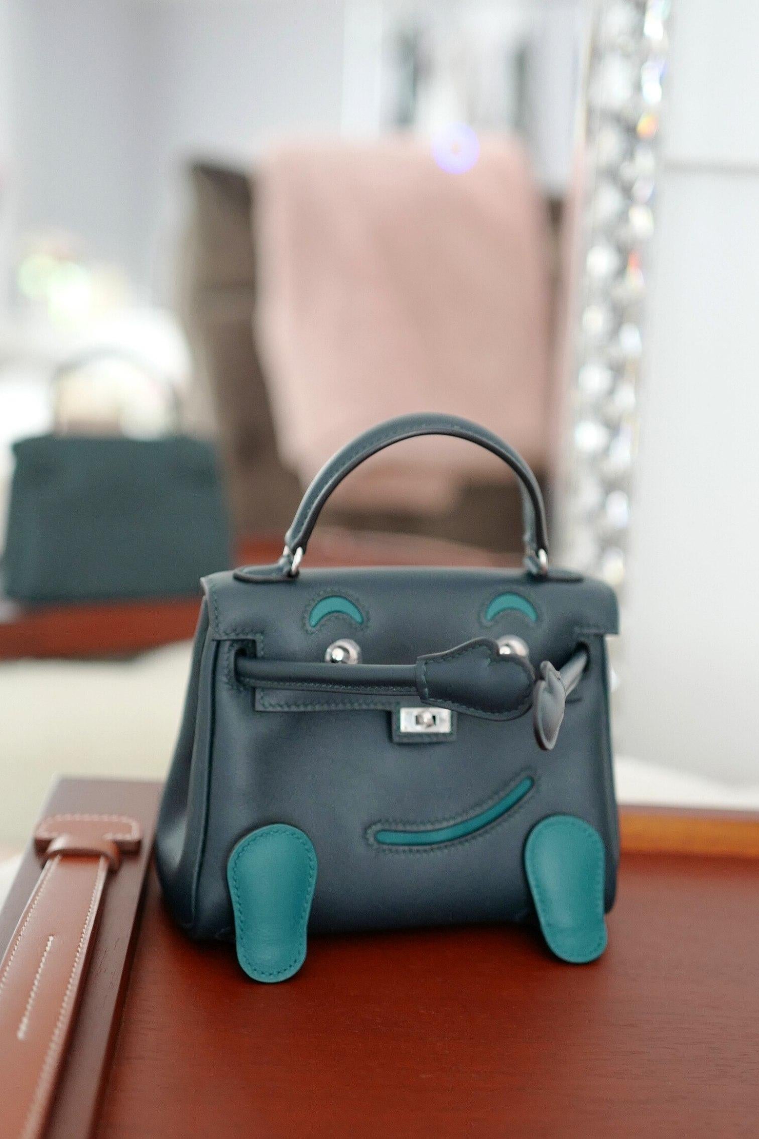 BNIB Hermes Kelly Dole Swift Calfskin Vert Cypres Vert Bosphore PHW 2025 im Angebot 10