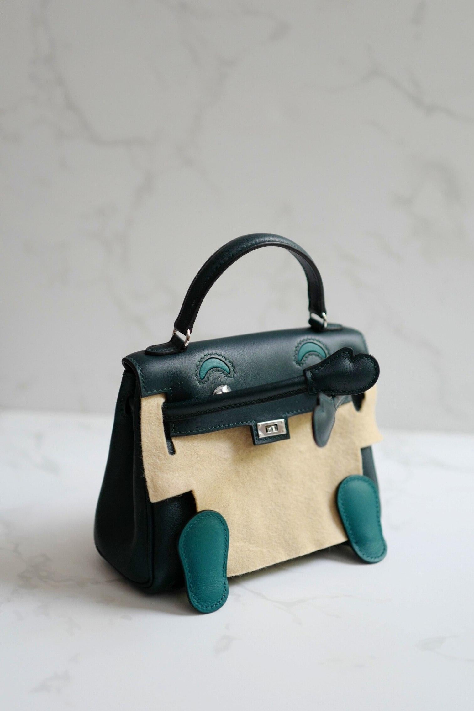 BNIB Hermes Kelly Dole Swift Calfskin Vert Cypres Vert Bosphore PHW 2025 im Angebot 11