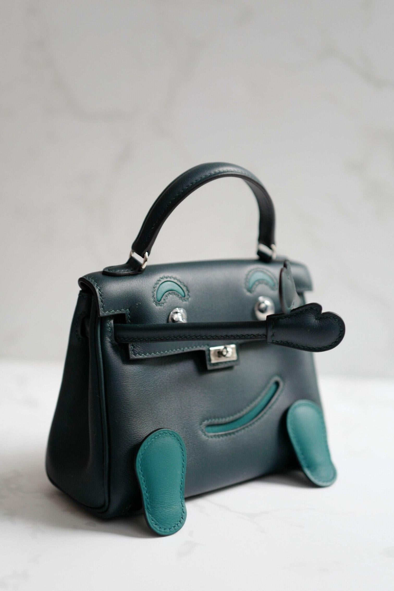BNIB Hermes Kelly Dole Swift Calfskin Vert Cypres Vert Bosphore PHW 2025 im Angebot 13