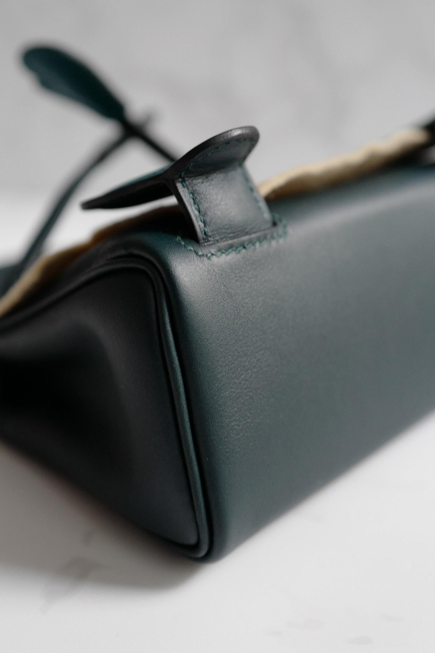 BNIB Hermes Kelly Dole Swift Calfskin Vert Cypres Vert Bosphore PHW 2025 im Angebot 3