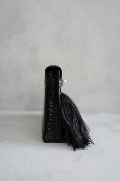 BNIB Hermès Kelly Elan Folie Noir Matte Porosus Crocodile Ostrich Feather PHW
