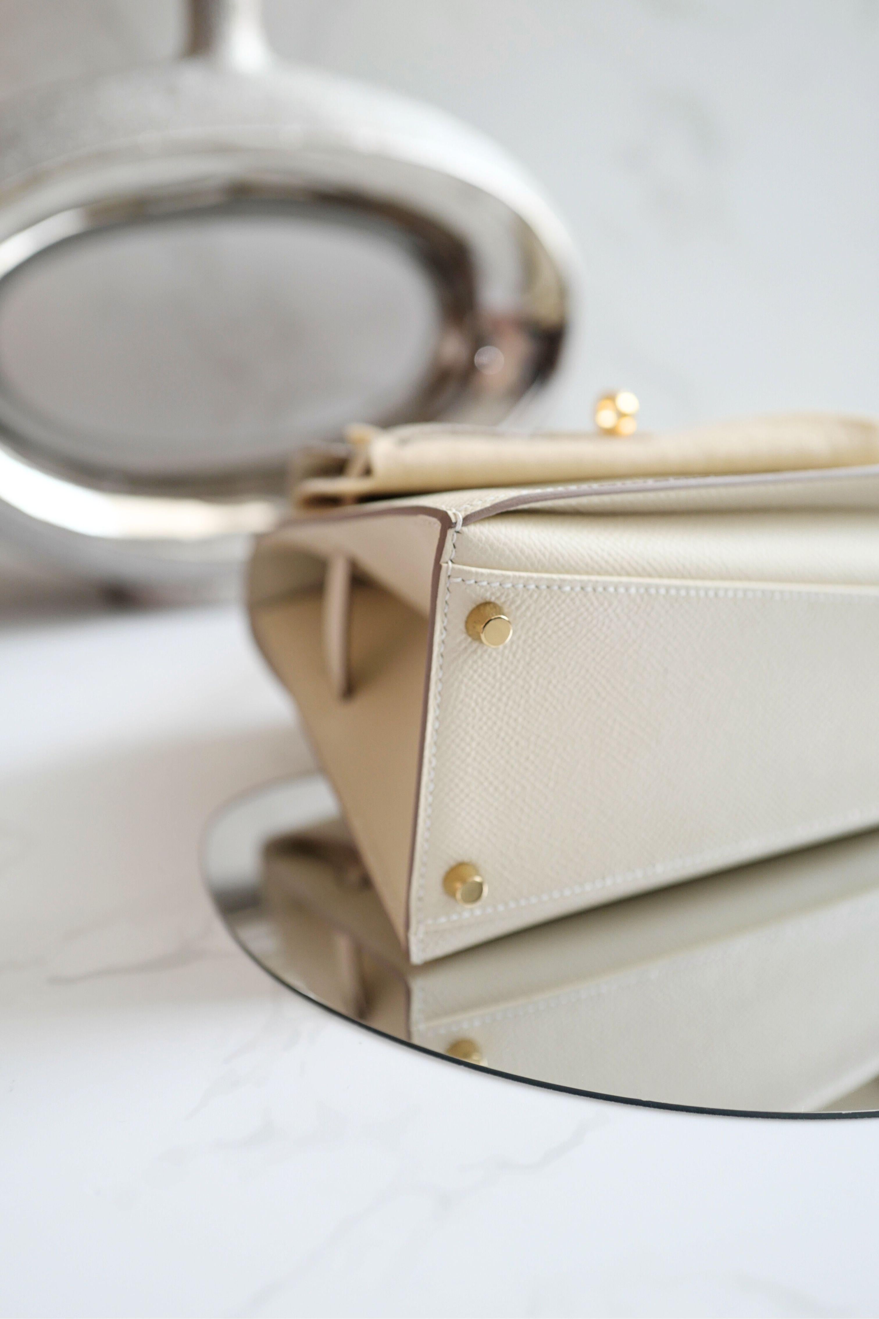 BNIB Hermes Kelly En Desordre Craie Epsom Gold HW Limited Edition For Sale 7