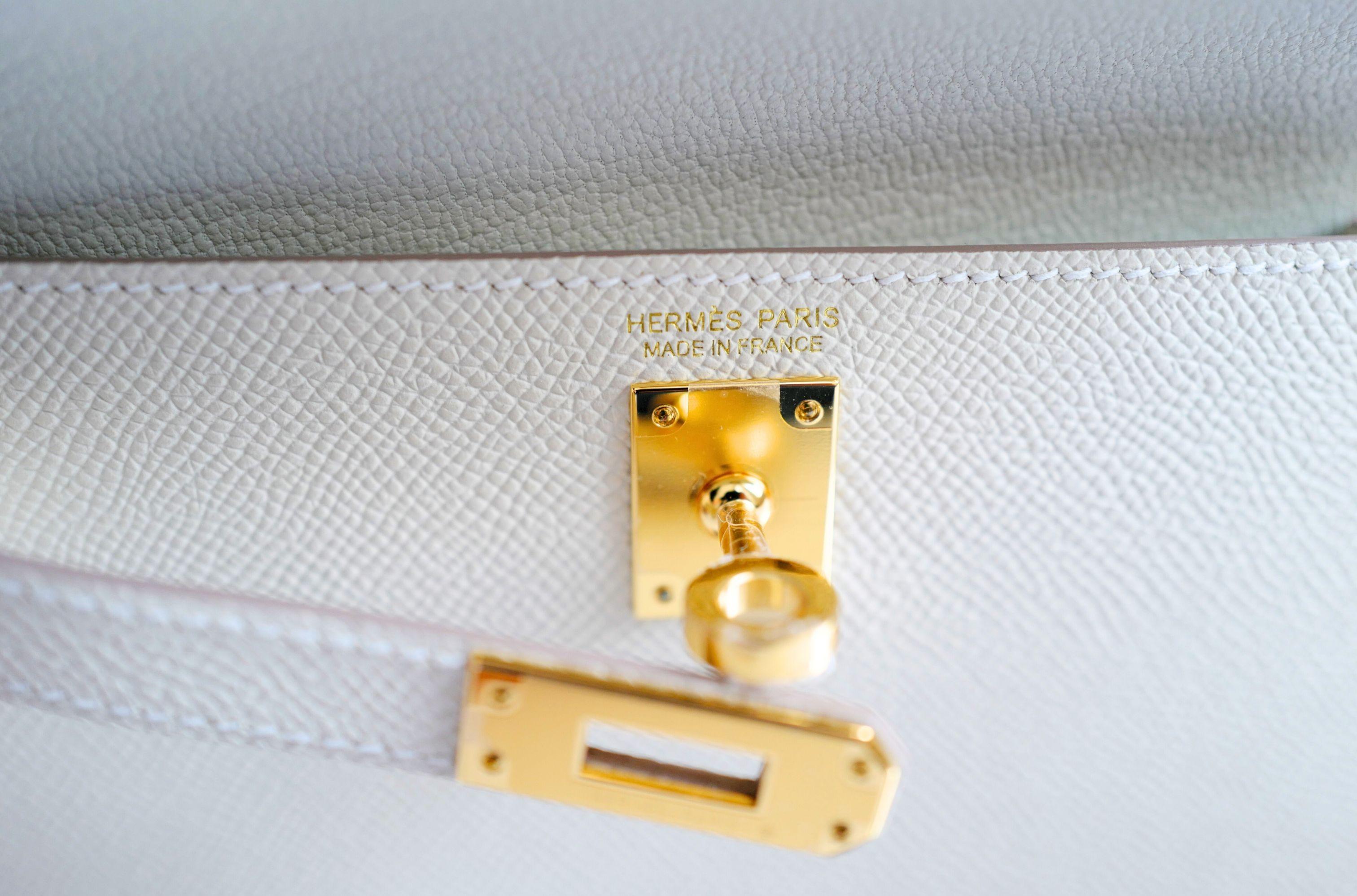 BNIB Hermes Kelly En Desordre Craie Epsom Gold HW Limited Edition For Sale 13