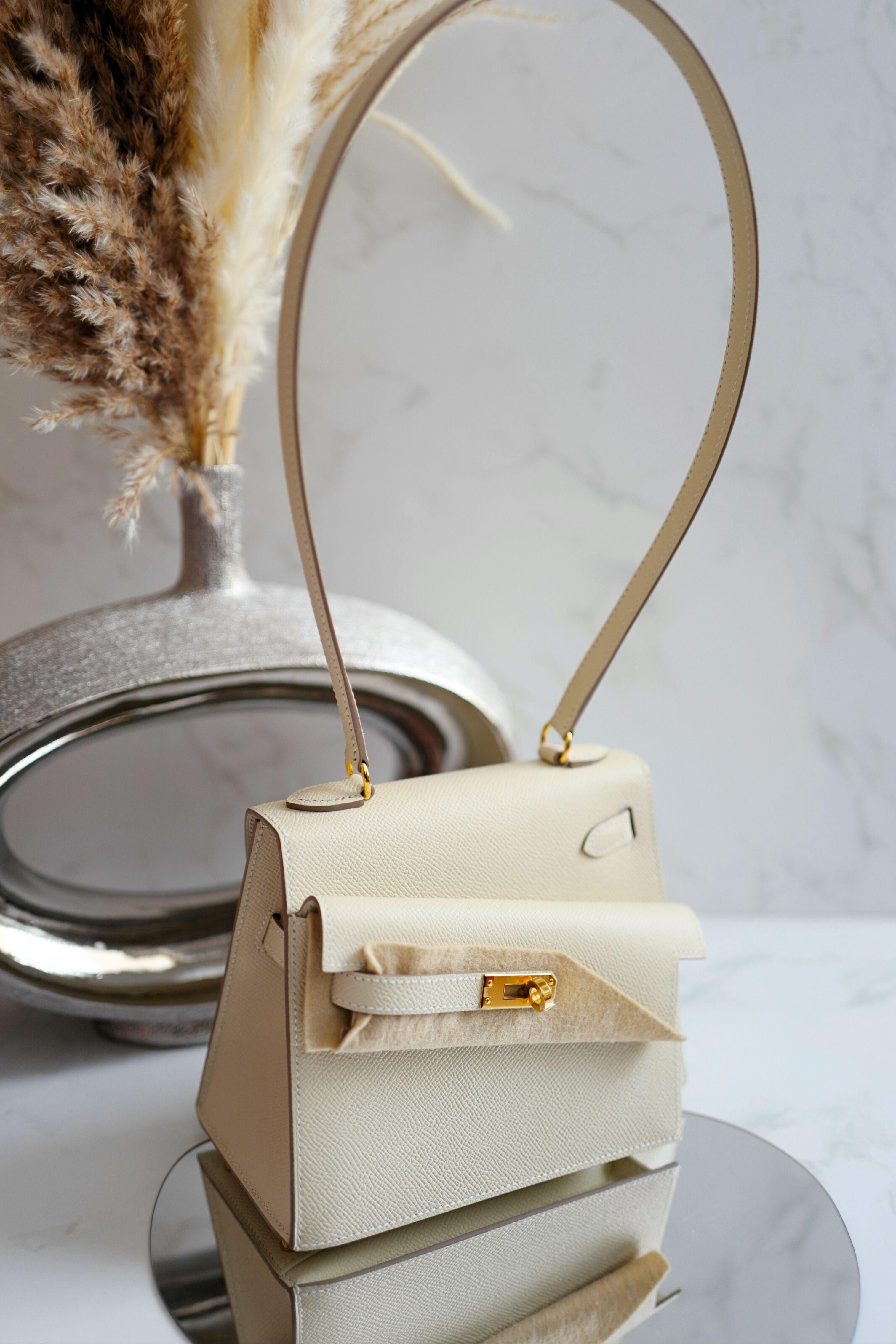 BNIB Hermes Kelly En Desordre Craie Epsom Gold HW Limited Edition For Sale 1