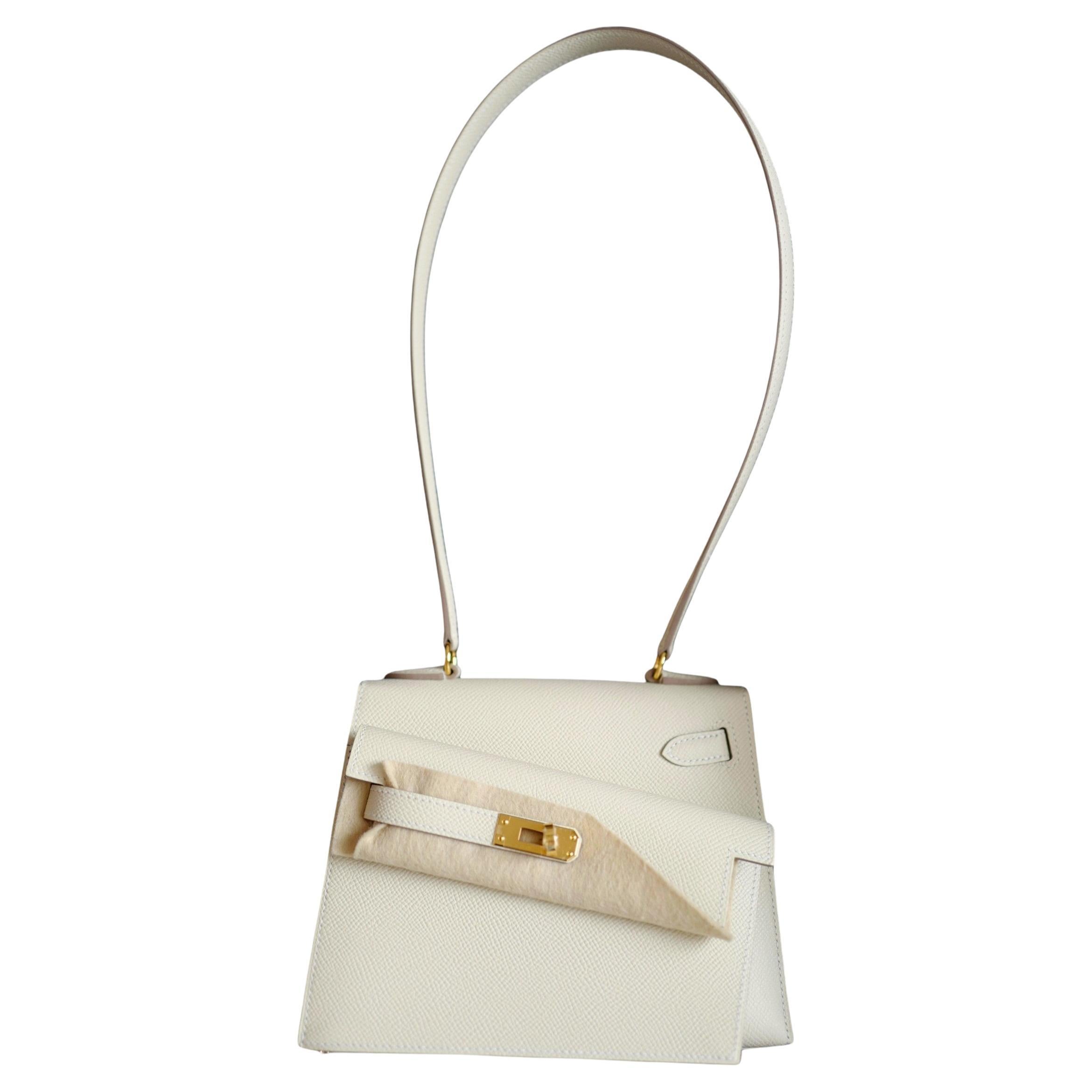 BNIB Hermes Kelly En Desordre Craie Epsom Gold HW Limited Edition For Sale