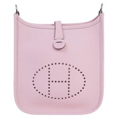 BNIB Hermès Mini Evelyne Bag Rose Sakura Clemence Leather Palladium Hardware