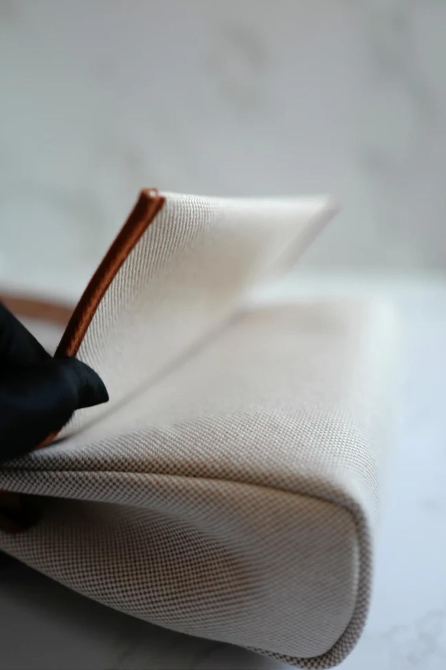 BNIB Hermes Mini Herbag Fauve/Ecru with Palladium Hardware For Sale 7