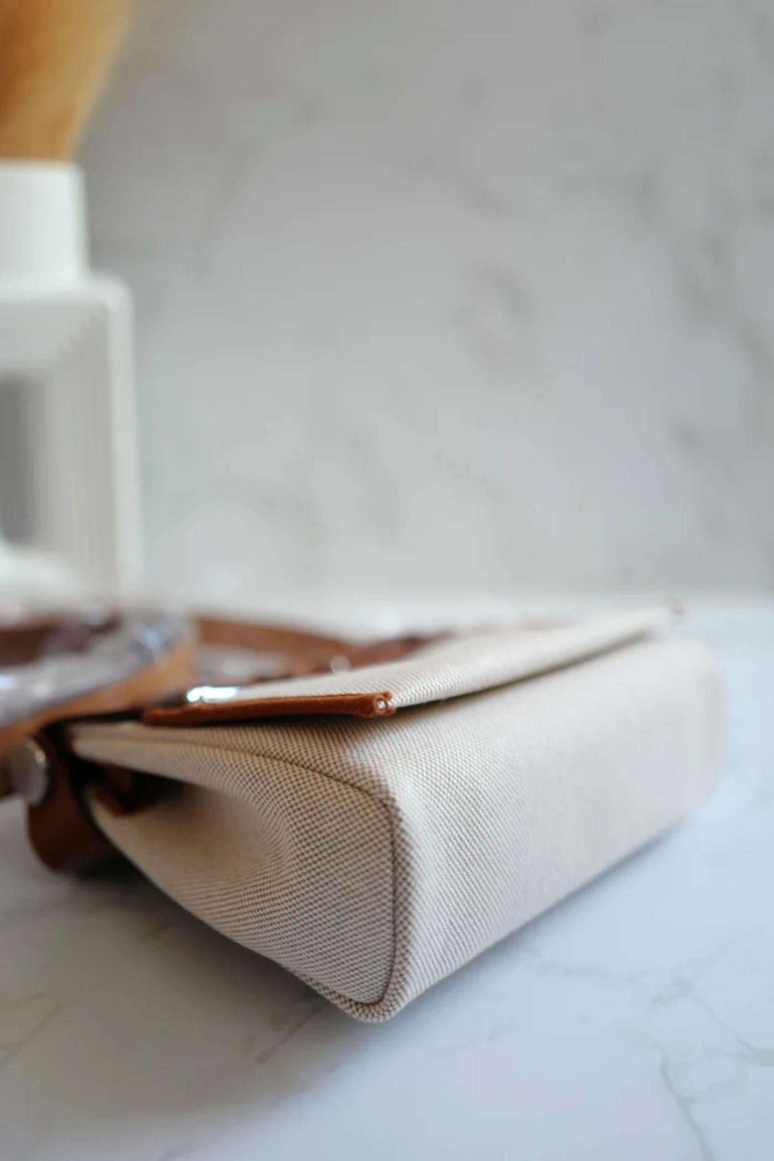 BNIB Hermes Mini Herbag Fauve/Ecru with Palladium Hardware For Sale 1