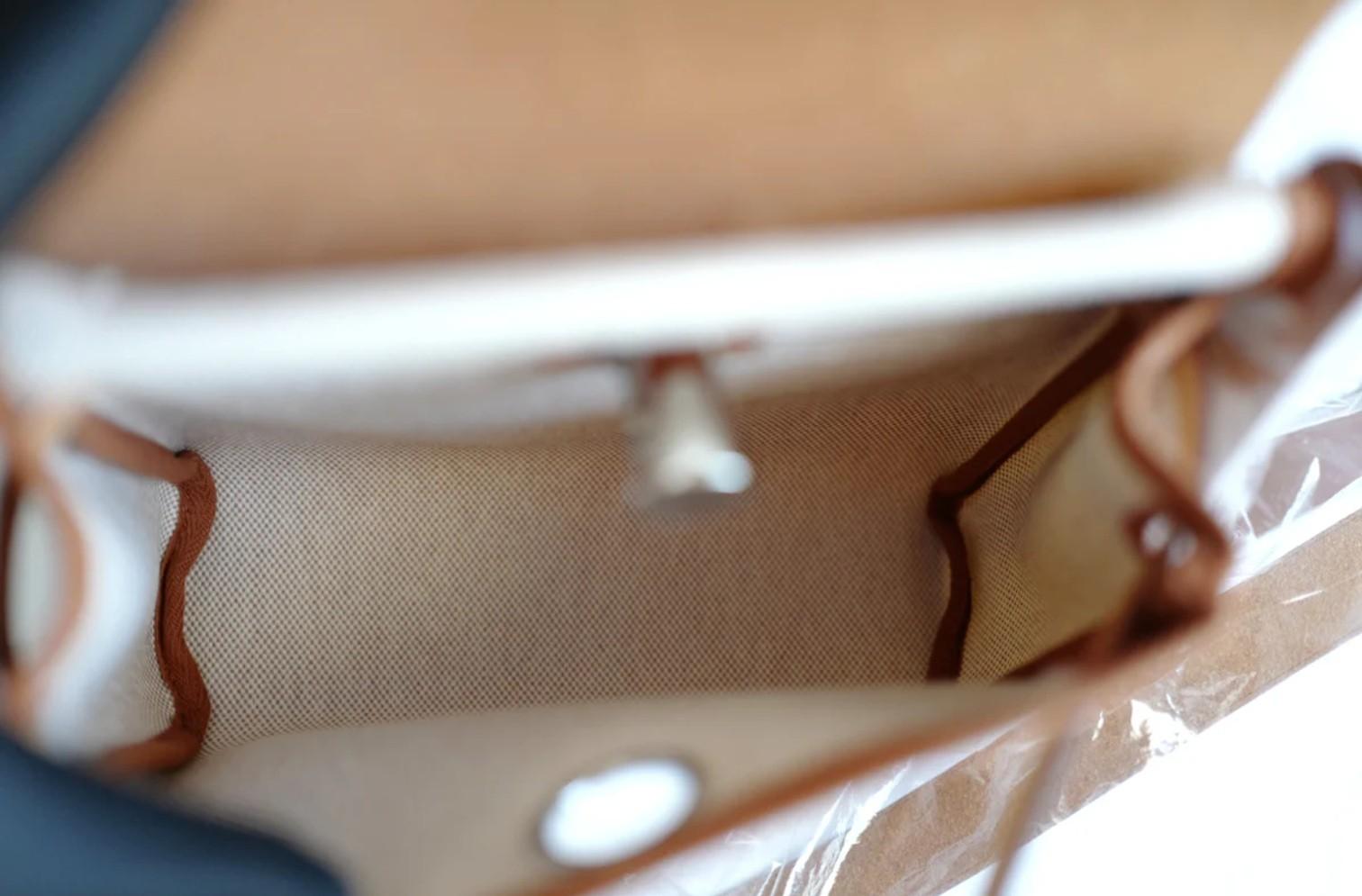 BNIB Hermes Mini Herbag Fauve/Ecru with Palladium Hardware For Sale 2