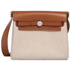 BNIB Hermes Mini Herbag Fauve/Ecru with Palladium Hardware