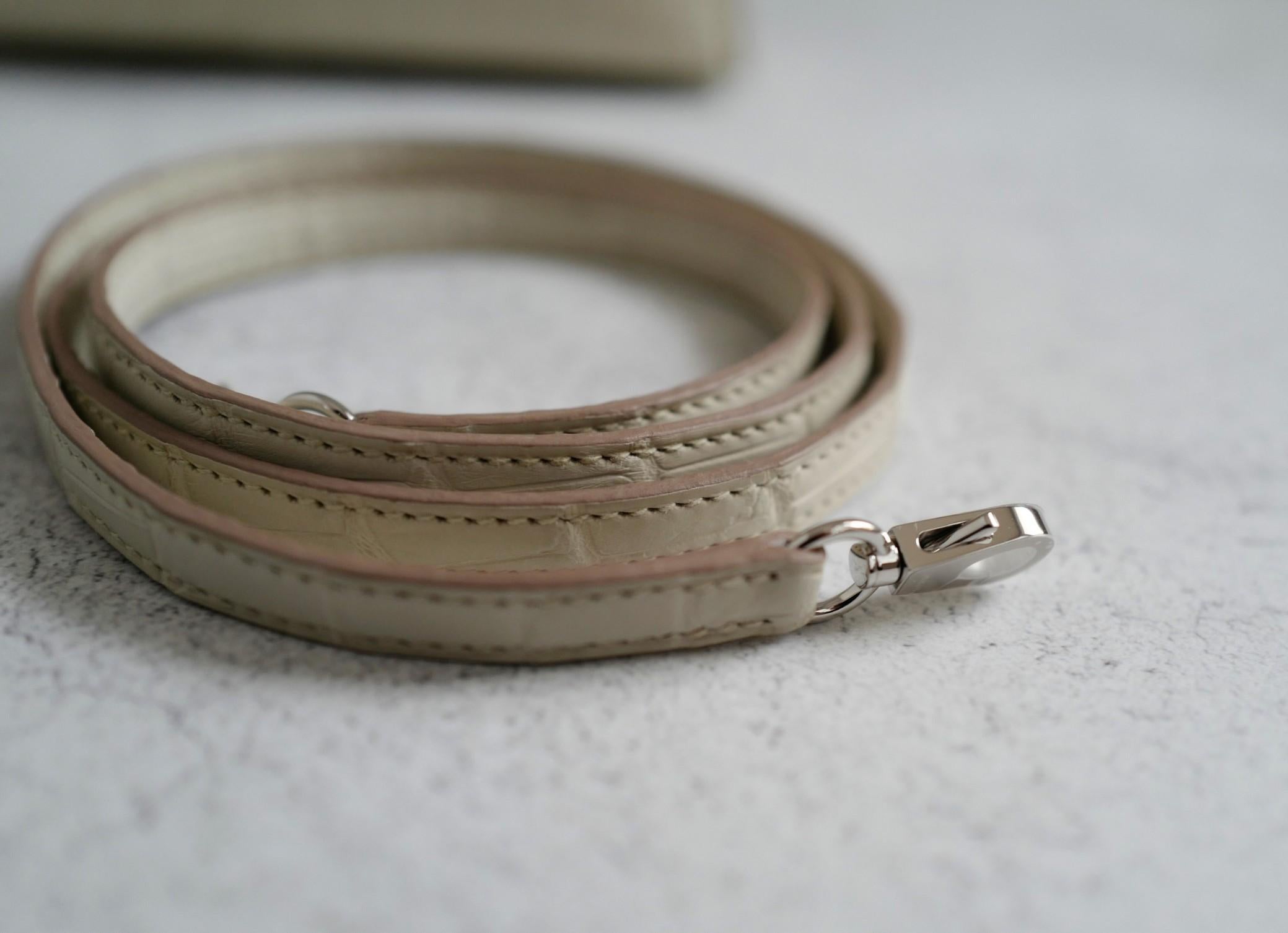 BNIB Hermès Mini Kelly 20 Beton Matte Crocodile with Palladium Hardware Stamp K For Sale 7