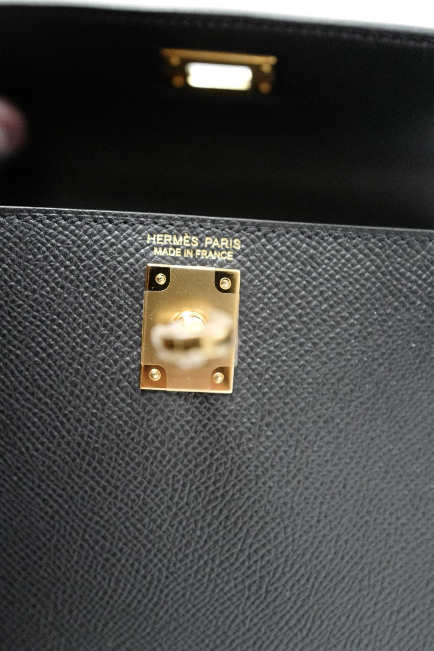 BNIB Hermès Mini Kelly 20 Black Epsom Leather with Gold Hardware Stamp W en venta 9