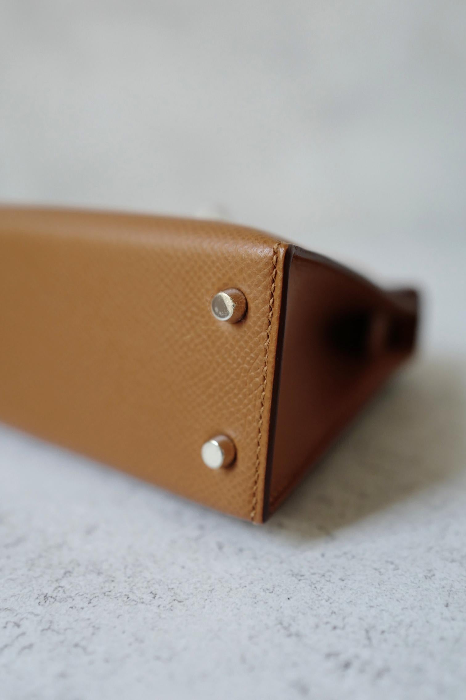 BNIB Hermès Mini Kelly 20 HSS Gold Epsom Leder Palladium Hardware 2025 im Angebot 9