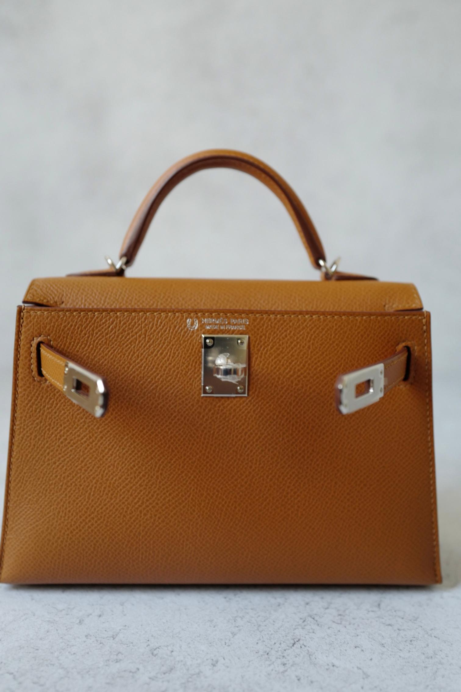 BNIB Hermès Mini Kelly 20 HSS Gold Epsom Leder Palladium Hardware 2025 im Angebot 12