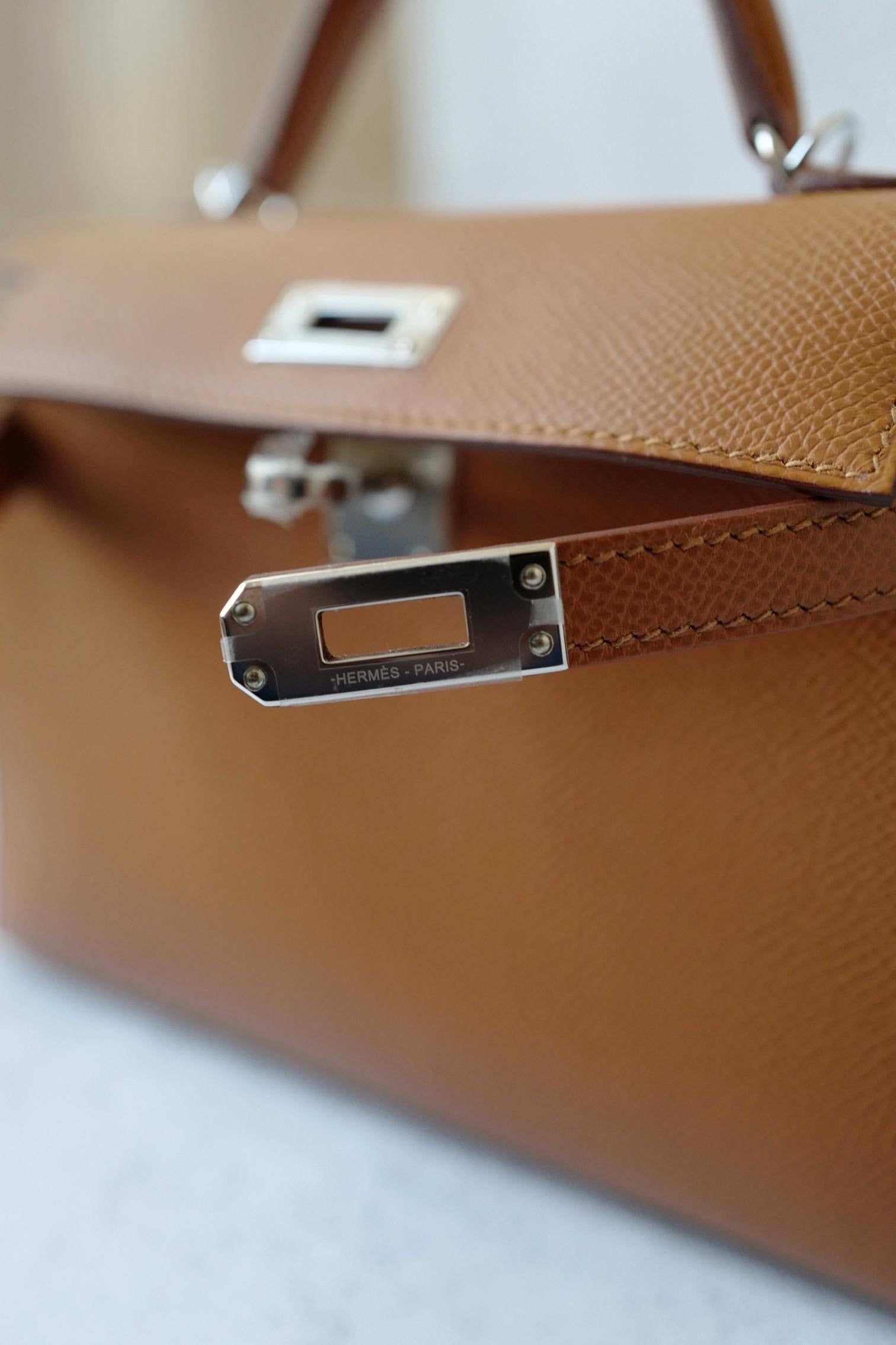 BNIB Hermès Mini Kelly 20 HSS Gold Epsom Leder Palladium Hardware 2025 im Angebot 14