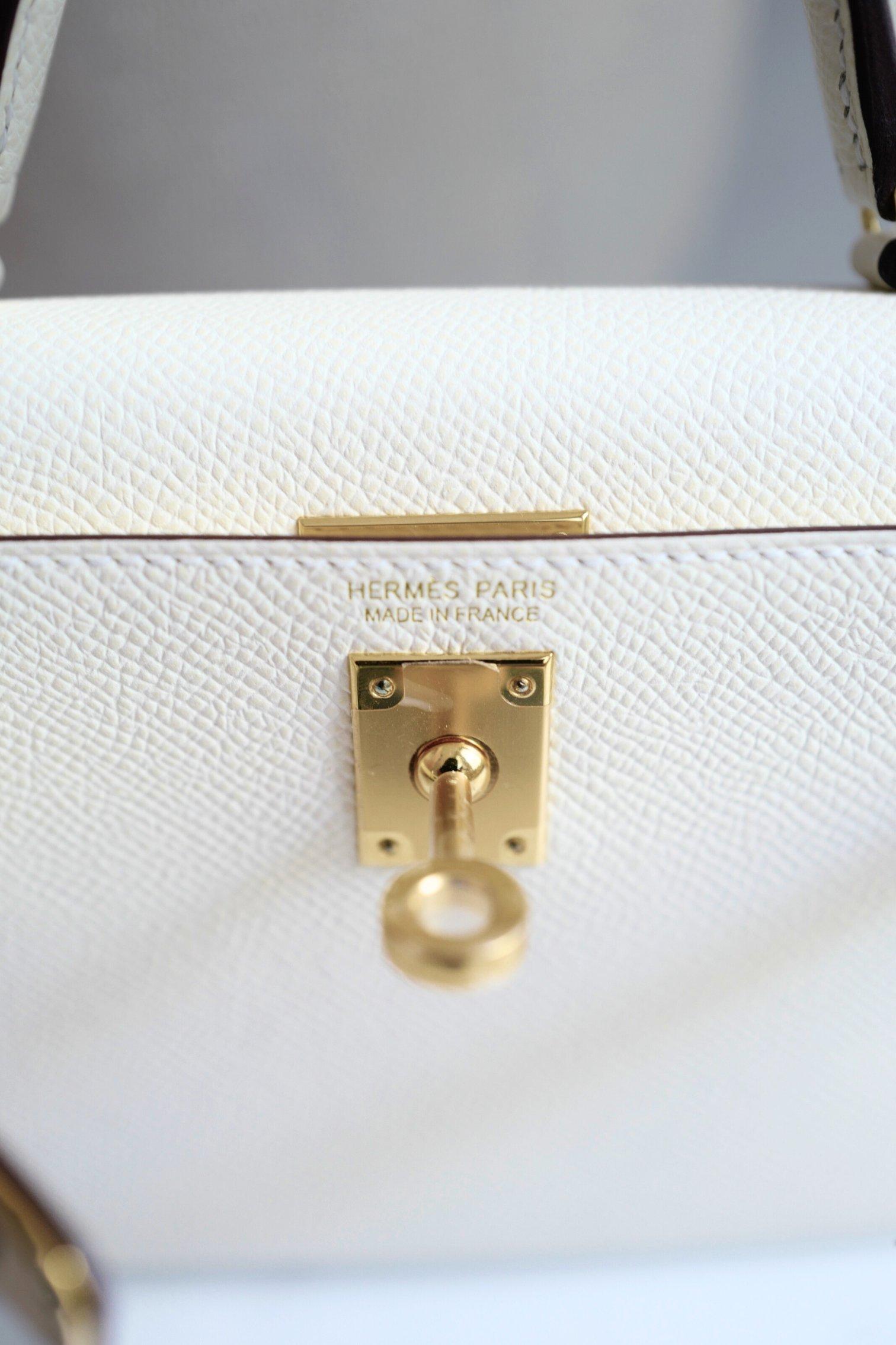 BNIB Hermès Mini Kelly 20 in Nata Epsom Leather Gold HW en venta 8