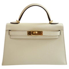 BNIB Hermès Mini Kelly 20 in Nata Epsom Leather Gold HW