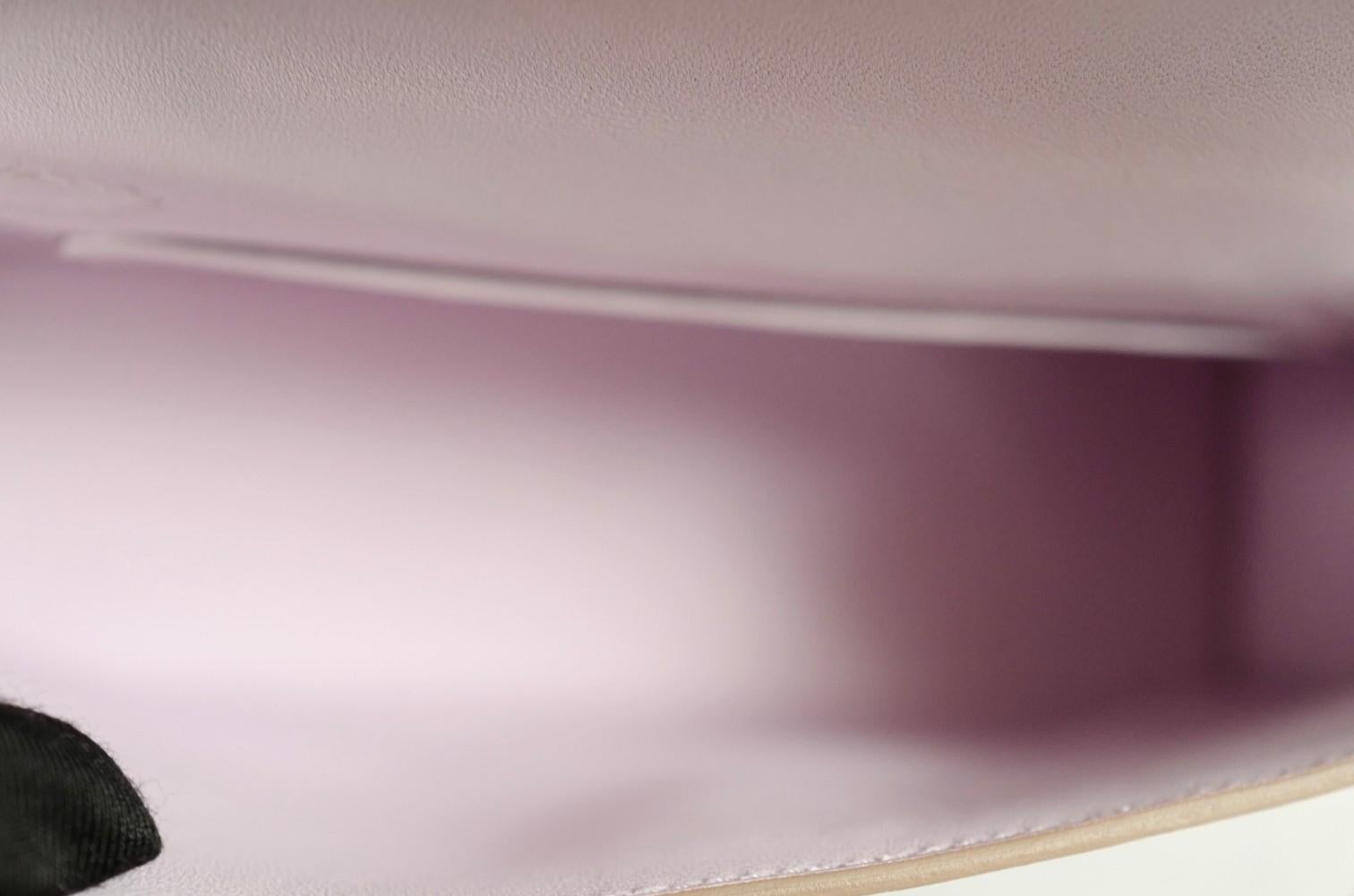 BNIB Hermès Mini Kelly 20 Mauve Pale Matte Alligator Palladium Hardware K Stempel im Angebot 1