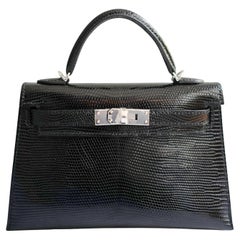 BNIB Hermès Mini Kelly 20 Noir Black Lizard Palladium Hardware Stamp W 2025
