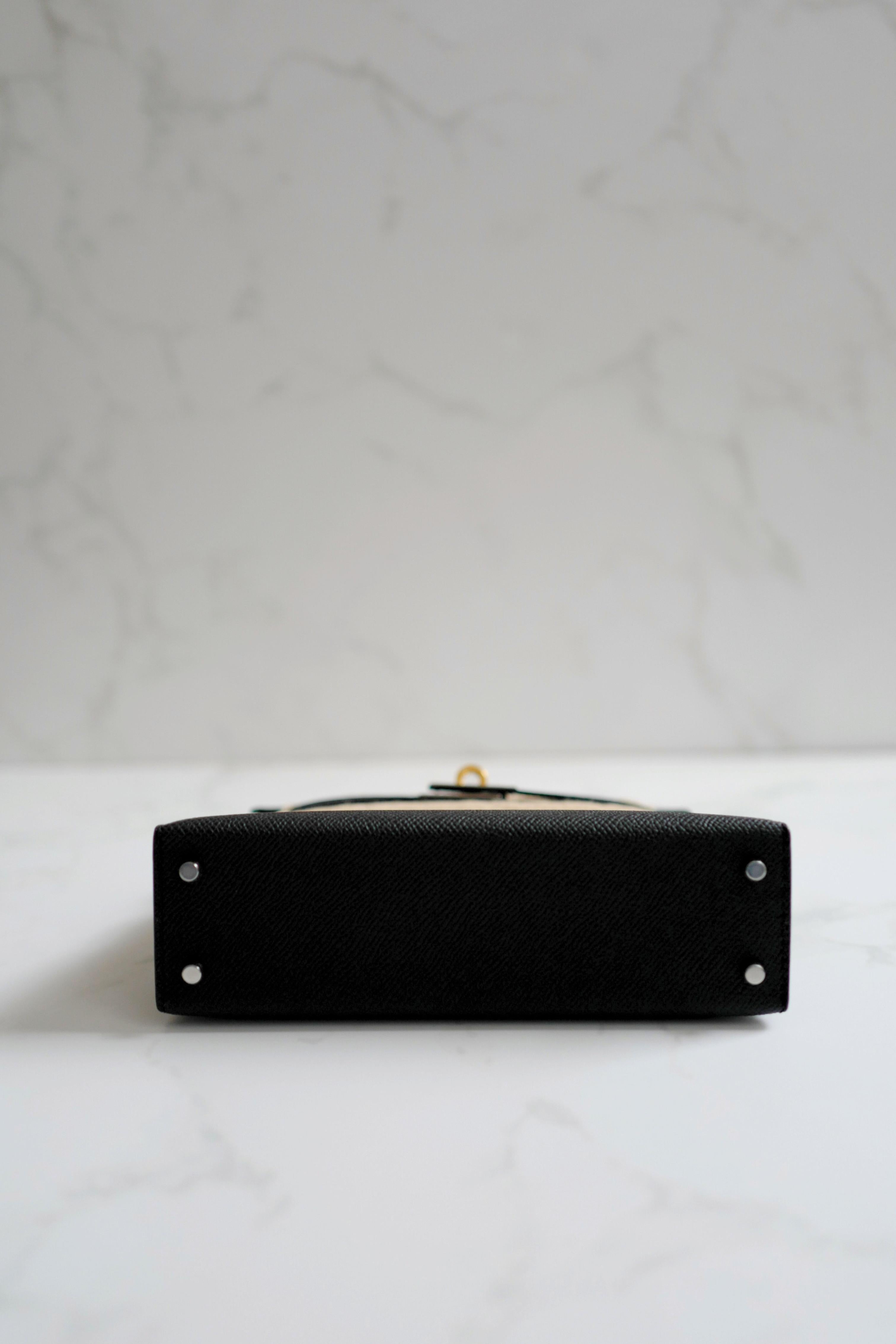 BNIB Hermes Mini Kelly Noir Nero Epsom Electrum Hardware Timbro K 2025 in vendita 4