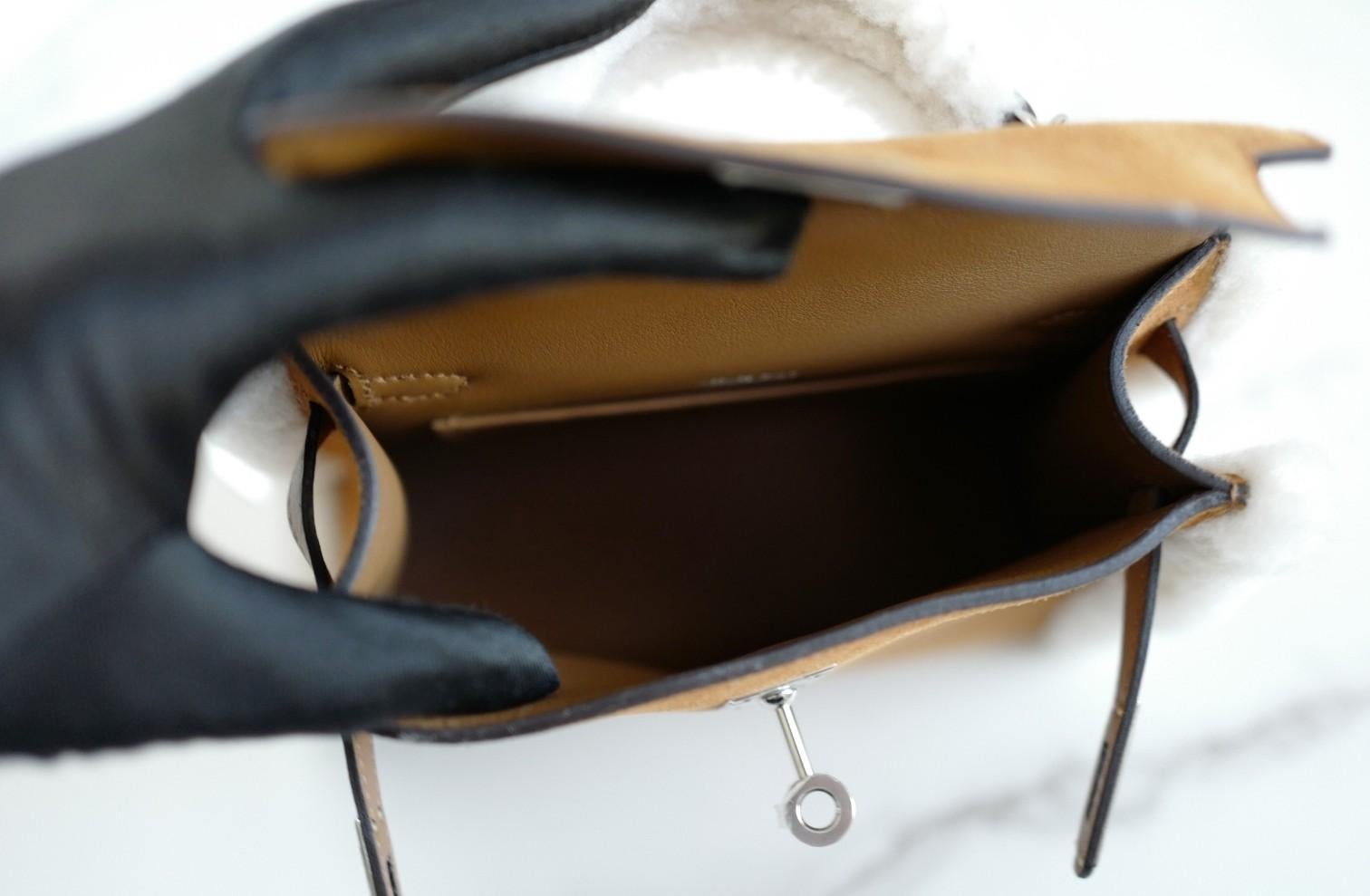 BNIB Hermès Mini Kelly Teddy Gold/Ecru/Alezan Shearling Suede Palladium Hardware in vendita 5