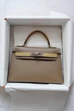 BNIB Hermes Mini Kelly touch Madame/Shiny Alligator in Etoupe Beige Sable PHW