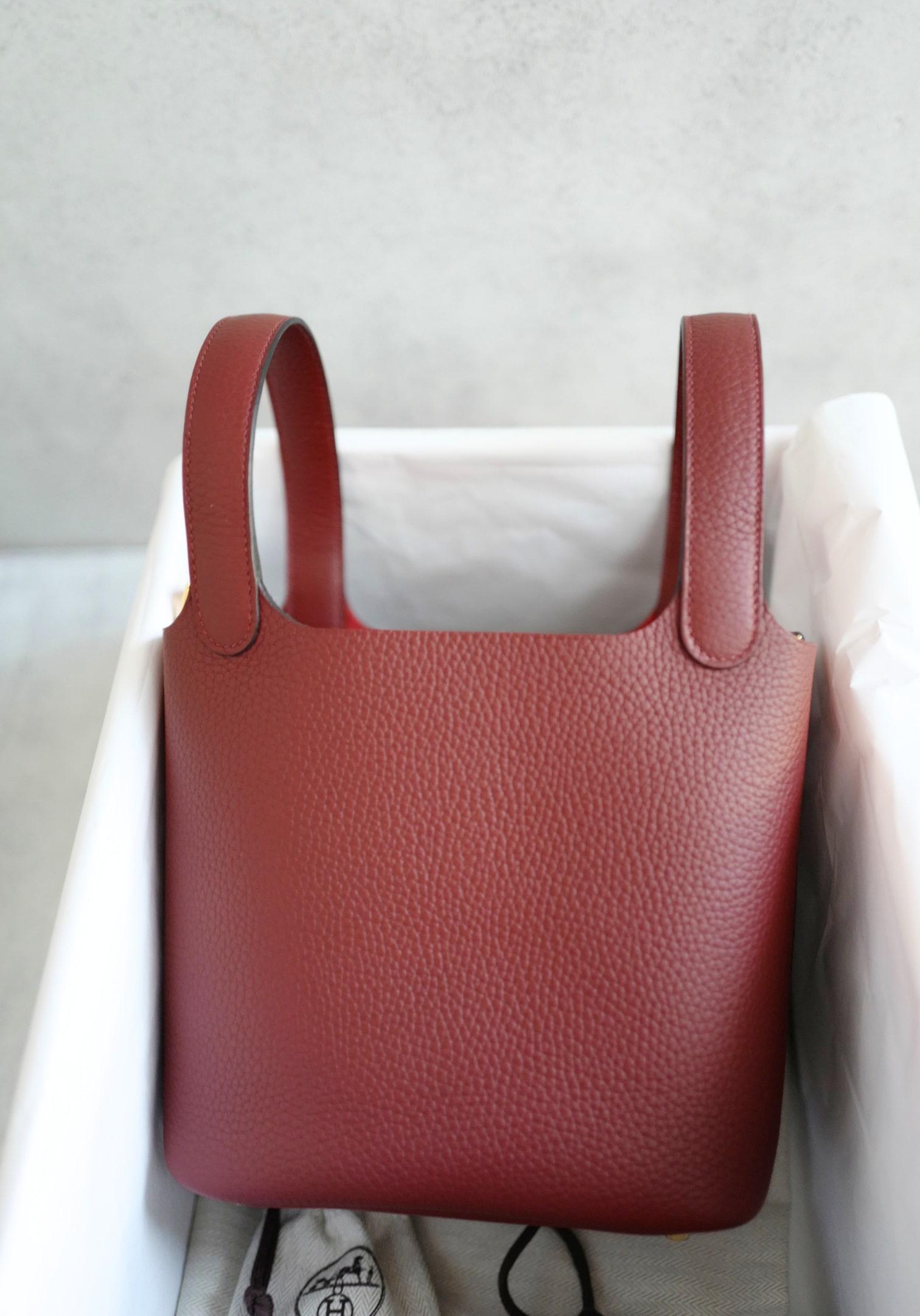 BNIB Hermès Picotin 18 Bag Rouge H Clemence Leather with Gold Hardware en vente 13