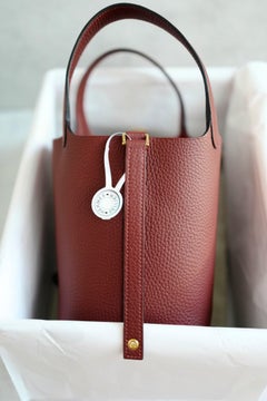 BNIB Hermès Picotin 18 Bag Rouge H Clemence Leather with Gold Hardware