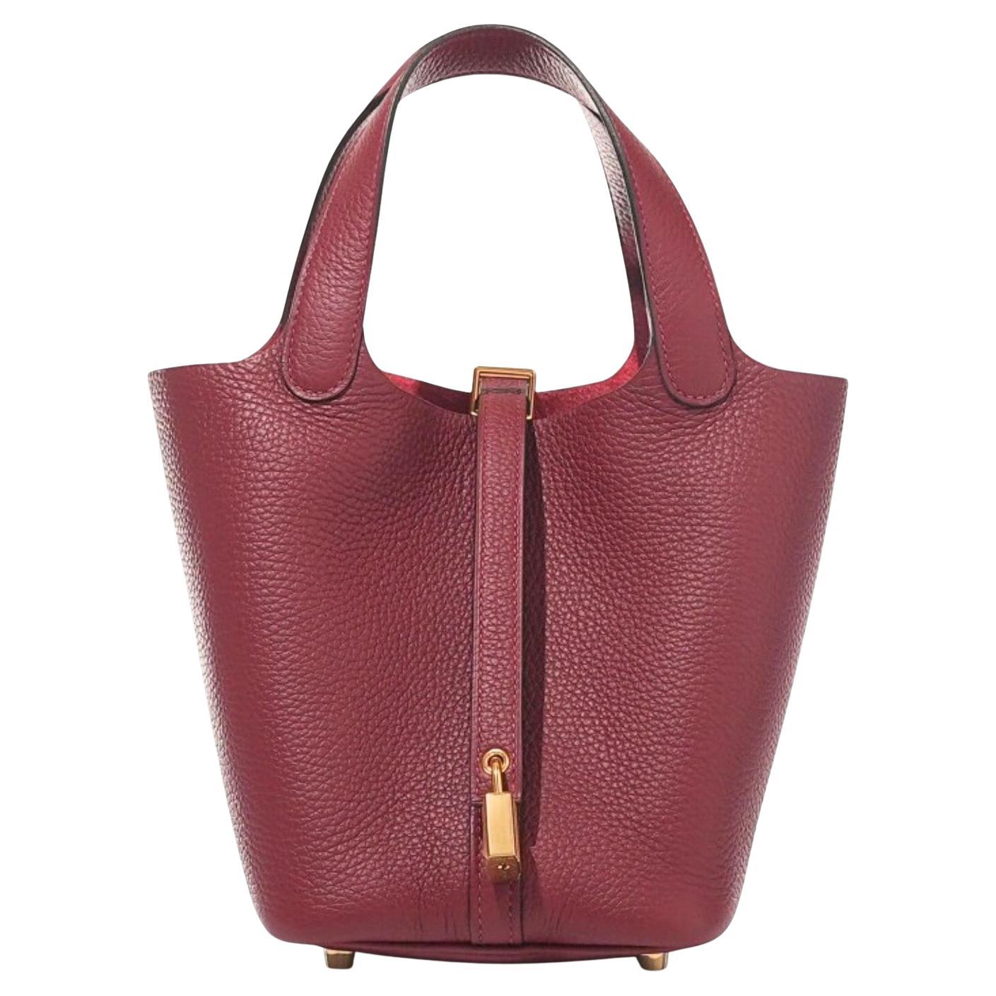 BNIB Hermès Picotin 18 Bag Rouge H Clemence Leather with Gold Hardware en vente