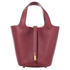 BNIB Hermès Picotin 18 Bag Rouge H Clemence Leather with Gold Hardware