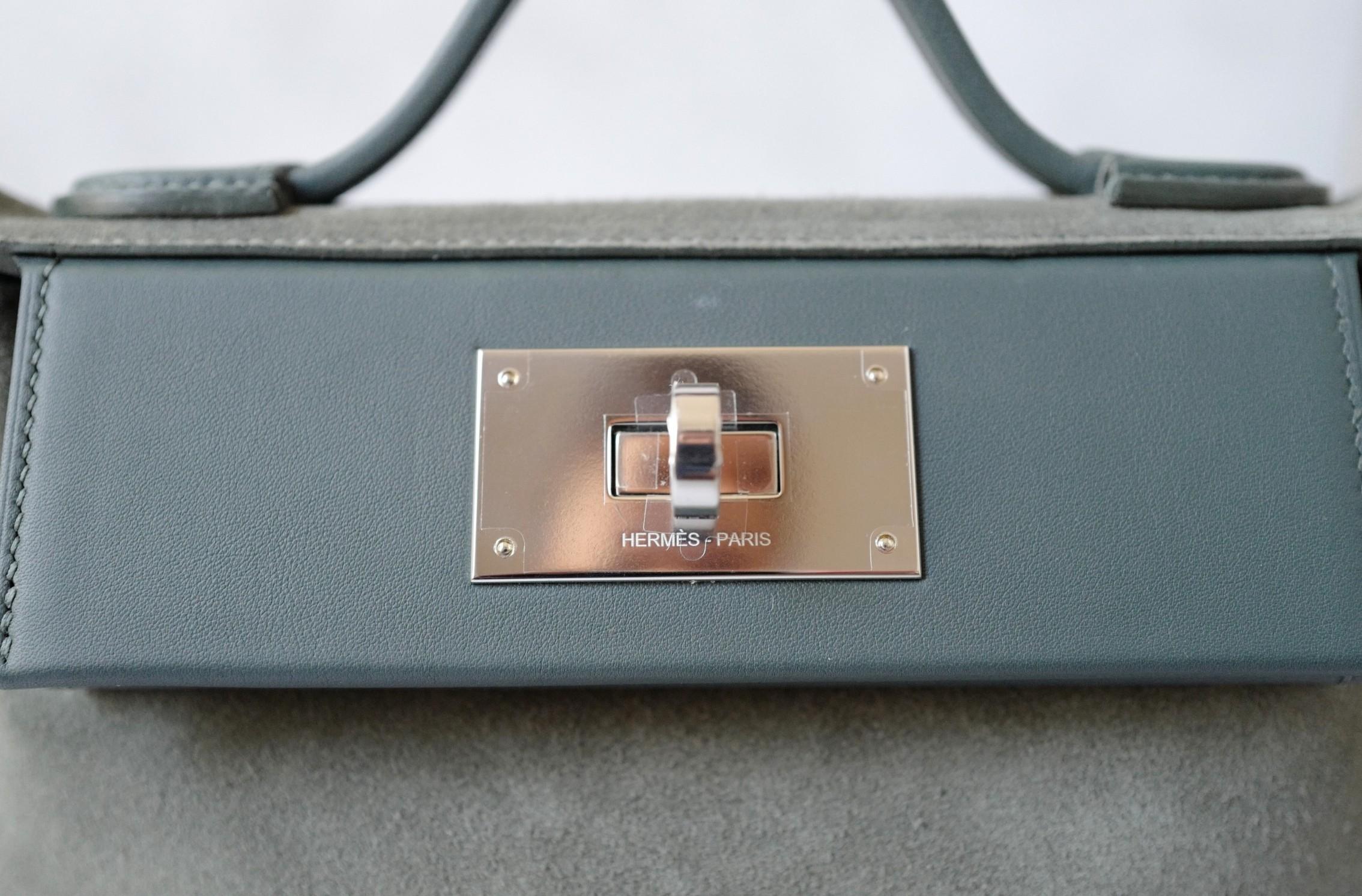BNIB Hermès Sac 24/24-21 Bag Veau Grizzly & Swift Sable Gris Vert Mangrove PHW en vente 10