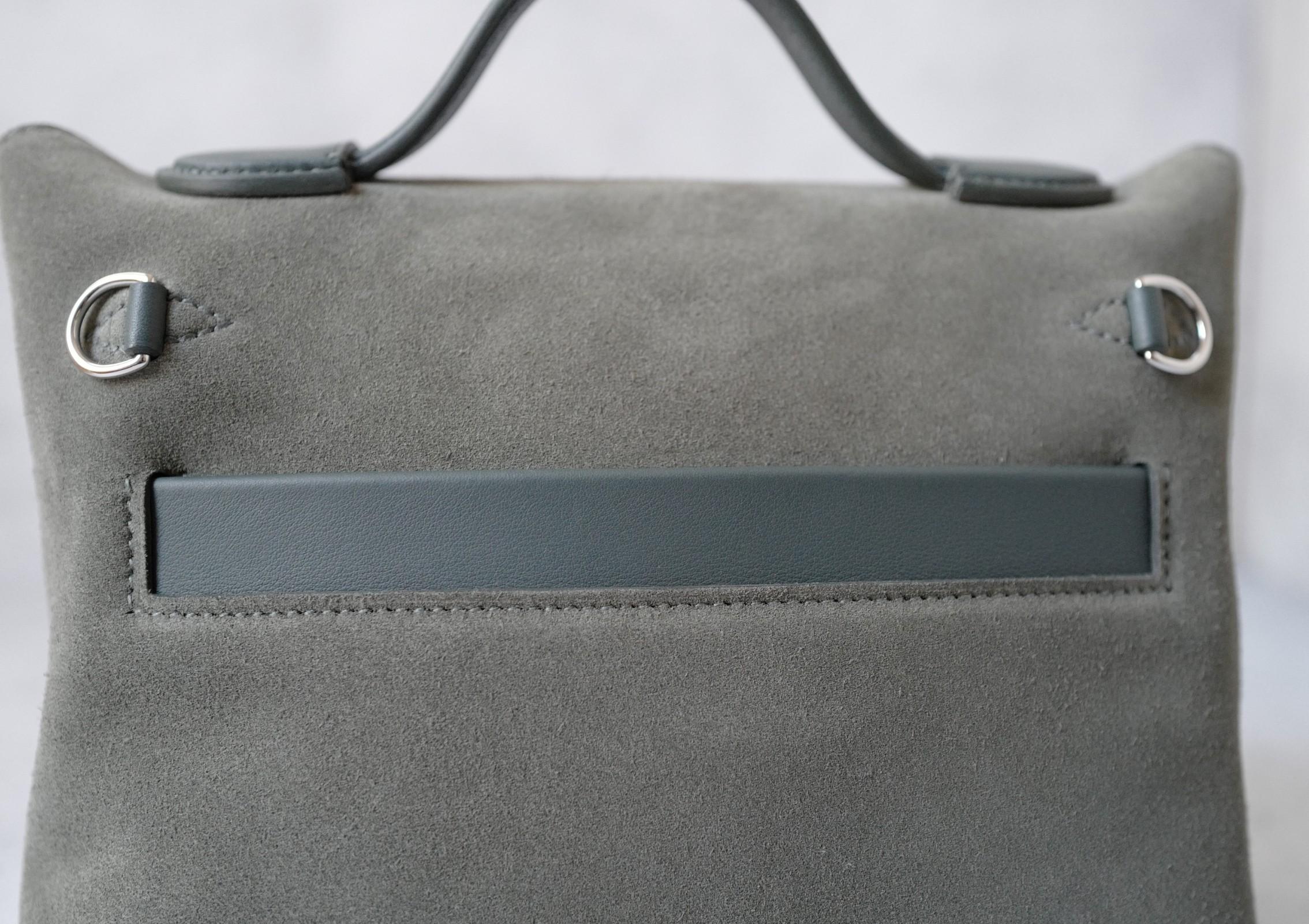 BNIB Hermès Sac 24/24-21 Bag Veau Grizzly & Swift Sable Gris Vert Mangrove PHW en vente 12