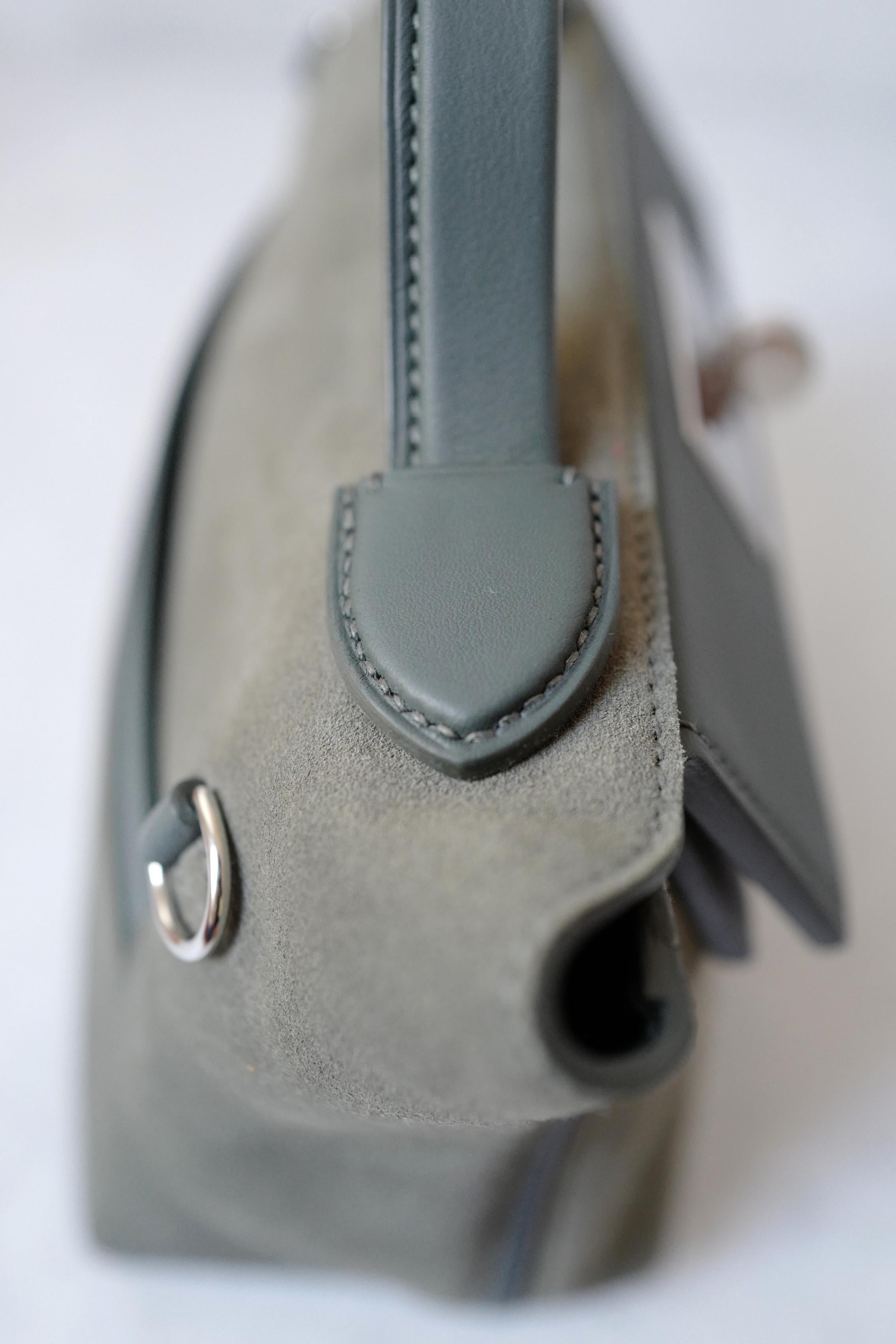 BNIB Hermès Sac 24/24-21 Bag Veau Grizzly & Swift Sable Gris Vert Mangrove PHW en vente 16