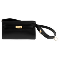 BNIB Hermes Sac Kelly To Go Rock Veau Box in Noir Black Gold HW Runway Limited