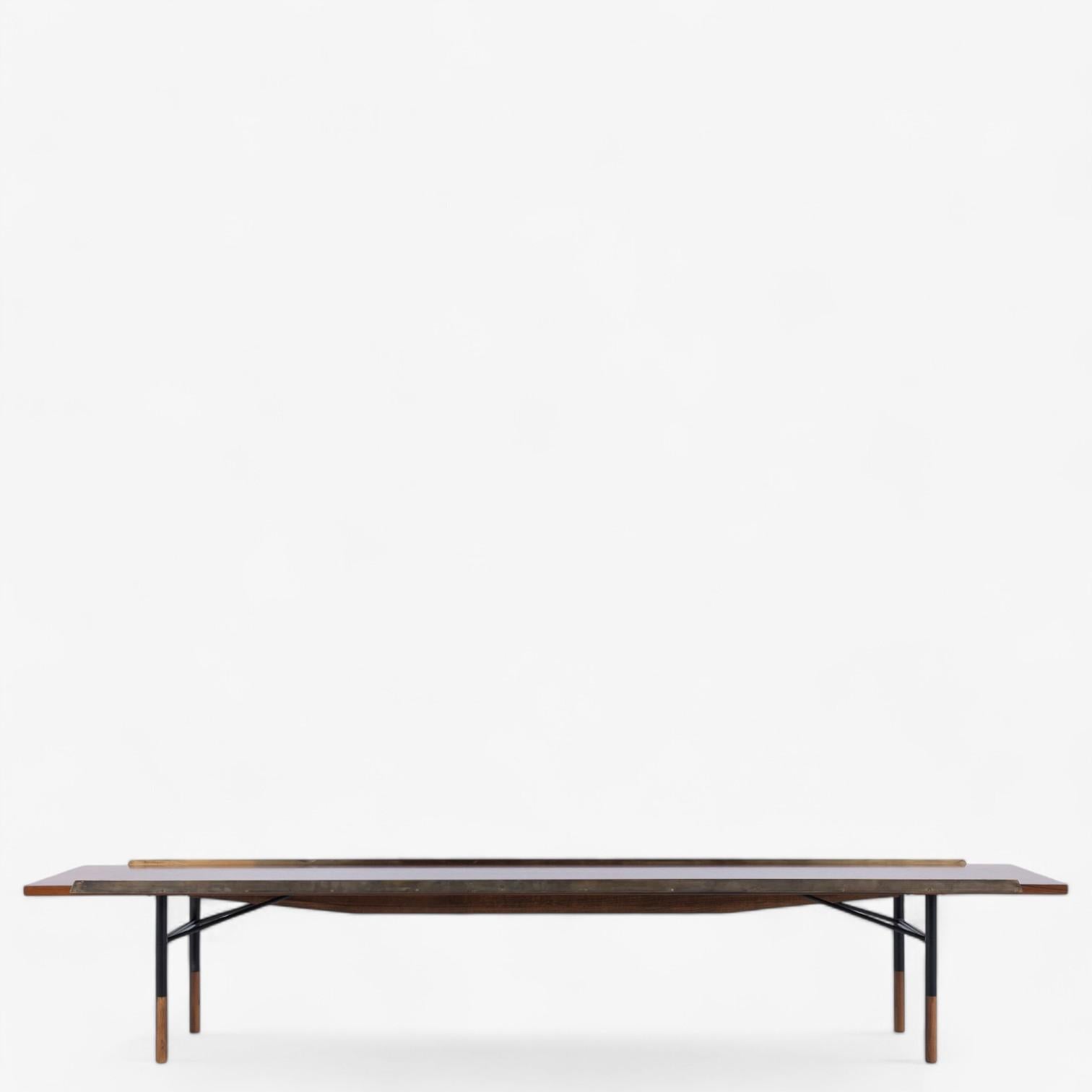 BO 101 - rare bench in Rio rosewood with brass details and anodised steel legs. Designed by Finn Juhl in 1947 and made by Bovirke.
