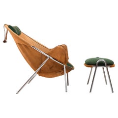 Retro BO-360 lounge chair and Footstool by Erik Ole Jørgensen for Bovirke 1953