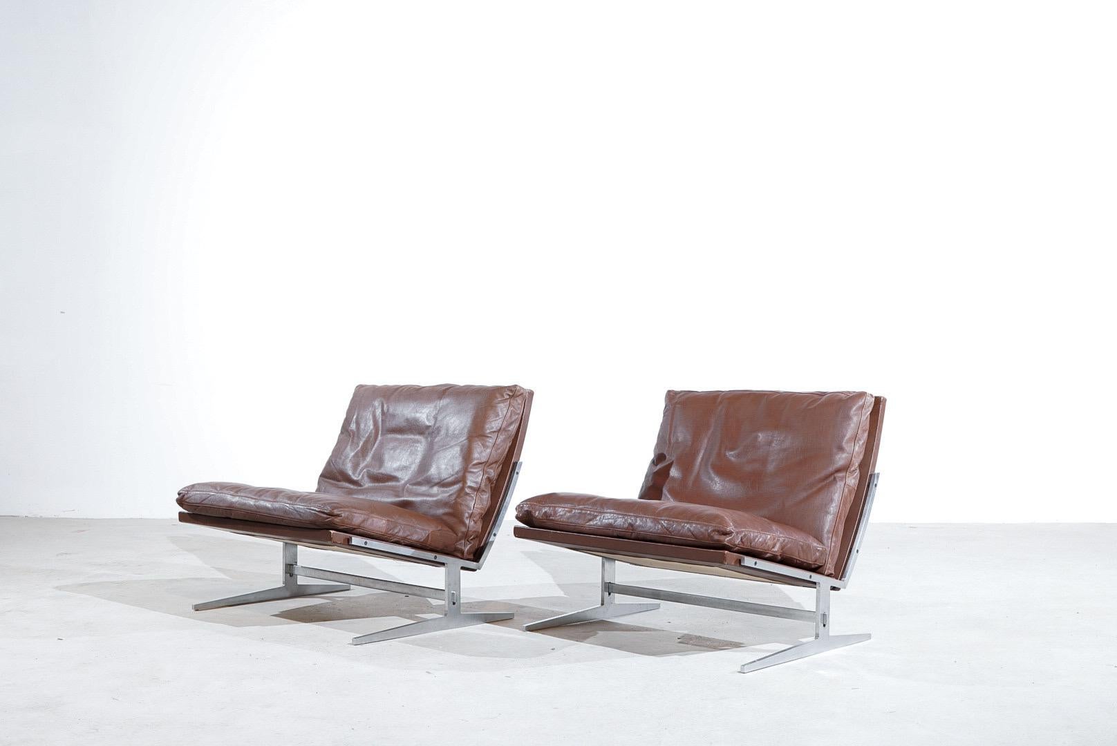 Danish BO-561 Lounge Chairs Preben Fabricius & Jørgen Kastholm Bo-Ex Mid Century For Sale