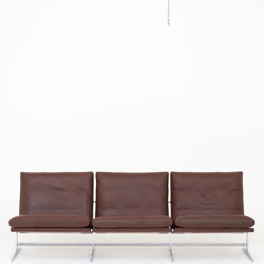 Leather BO 563 Three Seat Sofa by Preben Fabricius & Jørgen Kastholm For Sale