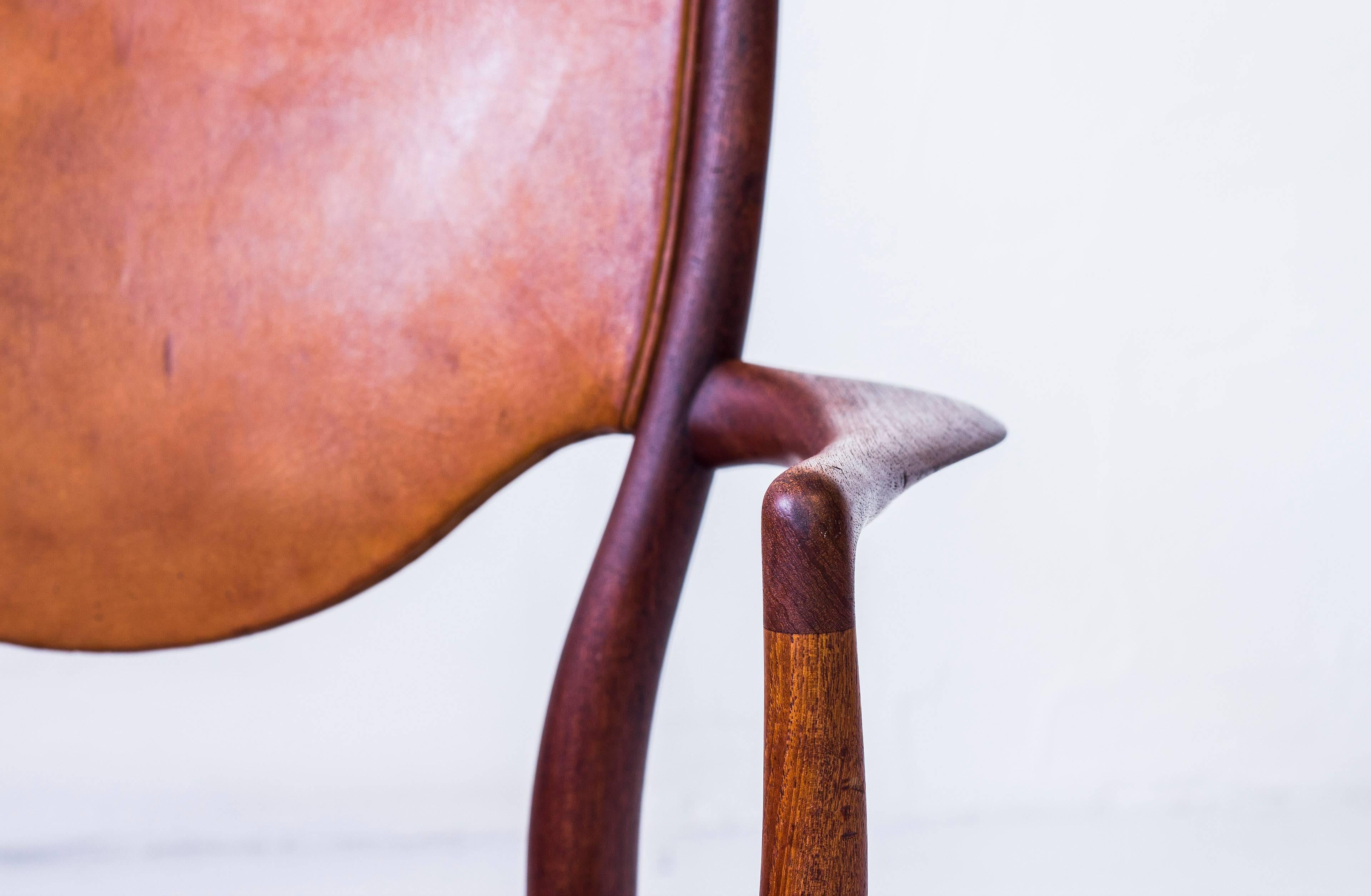 Leather BO-72 arm chair by Finn Juhl, Denmark, 1950s