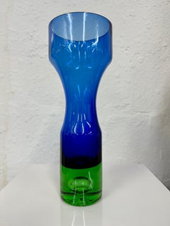 Bo Borgström für Åseda Mid Century Modern Schwedisches art glass Vase, Blau und Grün