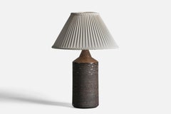 Bo Borgström, Table Lamp, Stoneware, Fabric, Sweden, 1960s