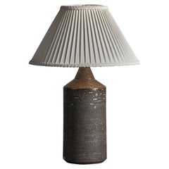 Bo Borgström, Table Lamp, Stoneware, Fabric, Sweden, 1960s