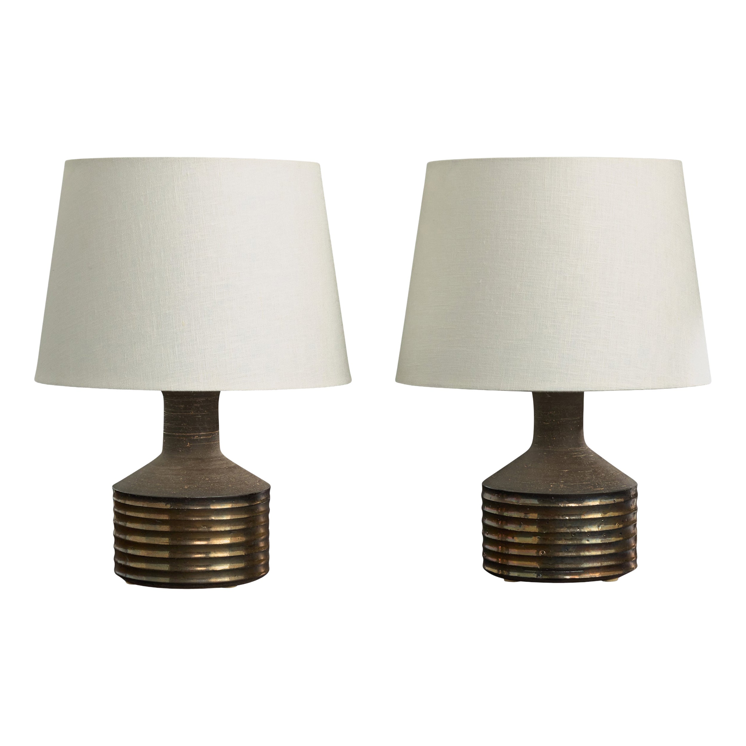 Bo Borgström, Table Lamps, Stoneware, Sweden, 1960s For Sale